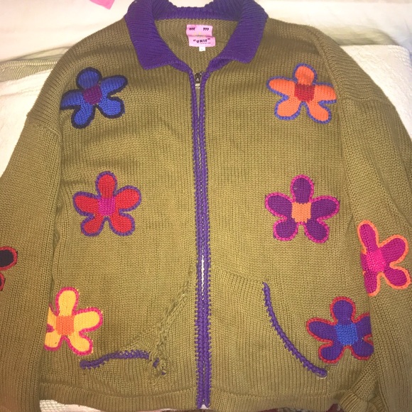 Unif Knitted Flower Sweater Cardigan 